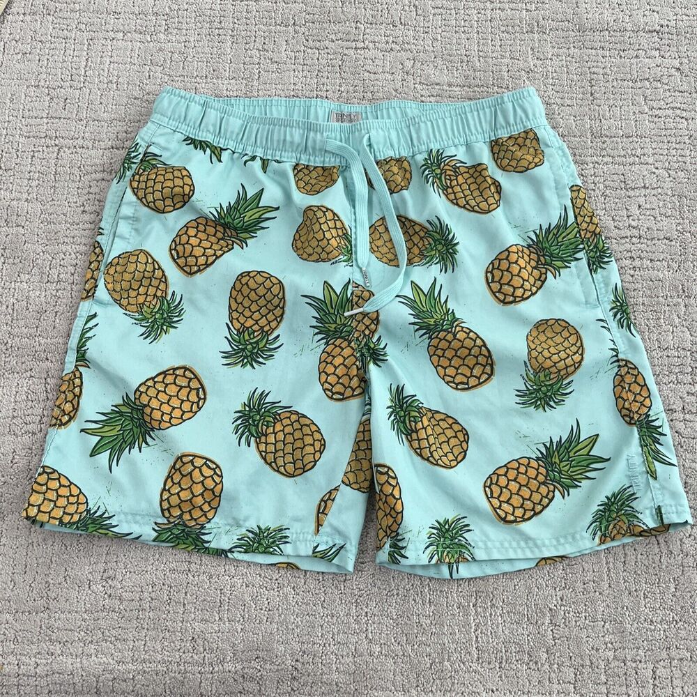 Trinity Collective Swim Shorts Mens Medium Mesh Lined Pineapple Graphic*